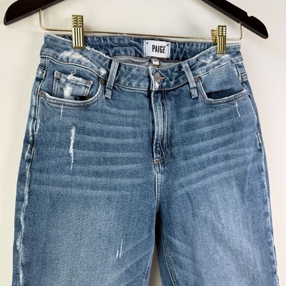 Paige Jeans Straight Leg Womens Noella Distressed Cropped Size 26 - Picture 2 of 6